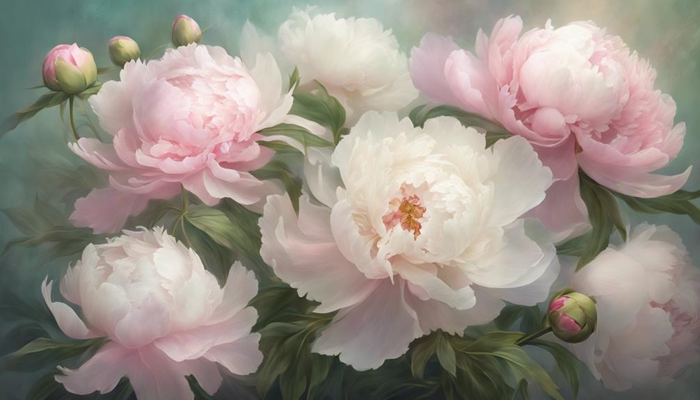 botanical pink peonies blooming