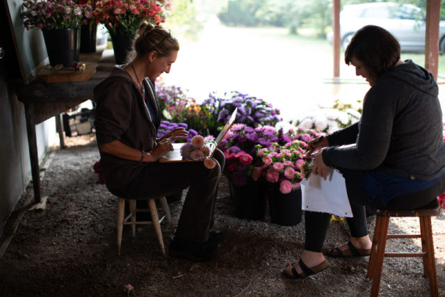 Erin e Jill a Floret scrivono descrizioni dei semi