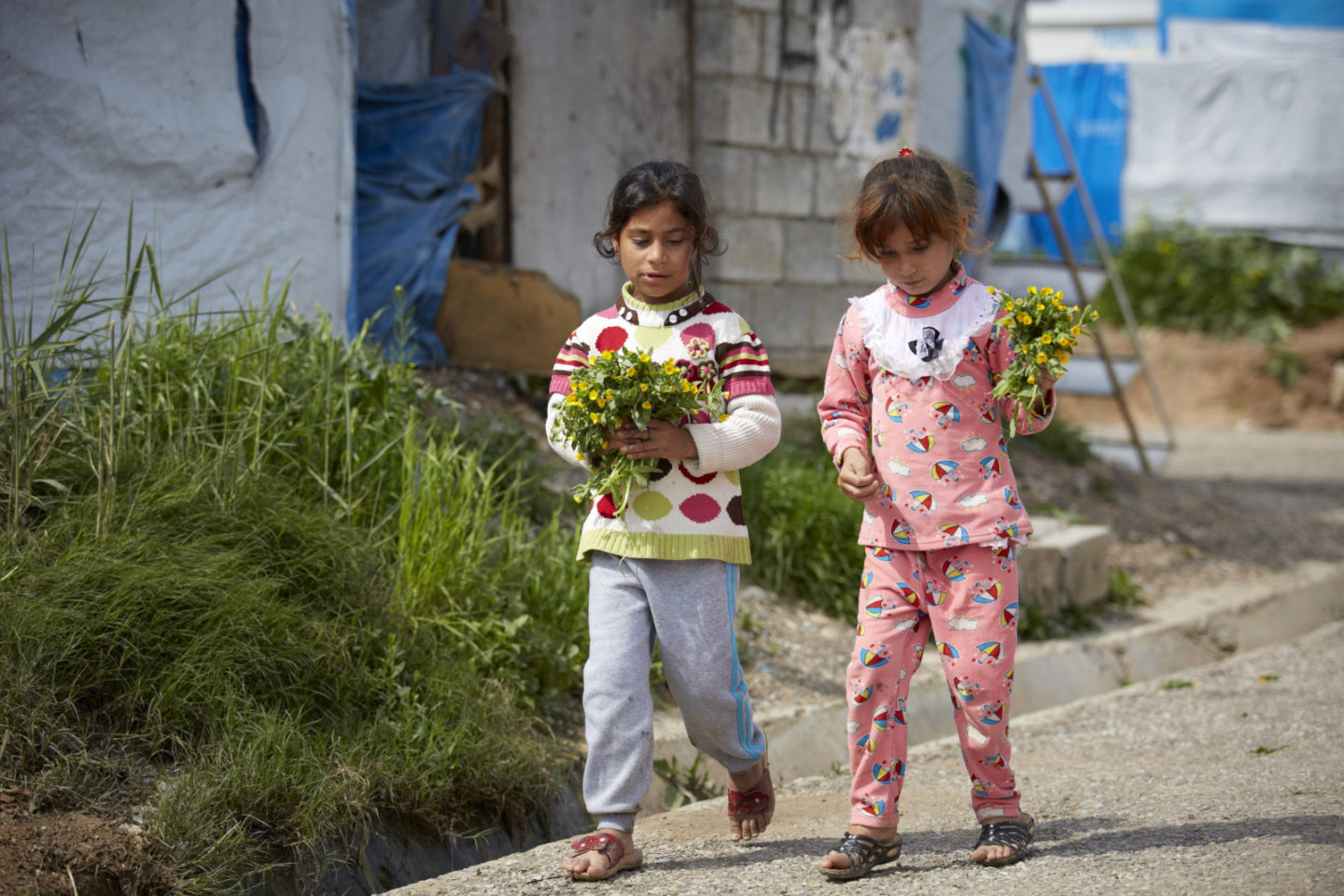 Due ragazze con fiori