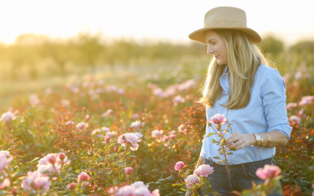 Felicia Alvarez di Menagerie Farm in campo al tramonto